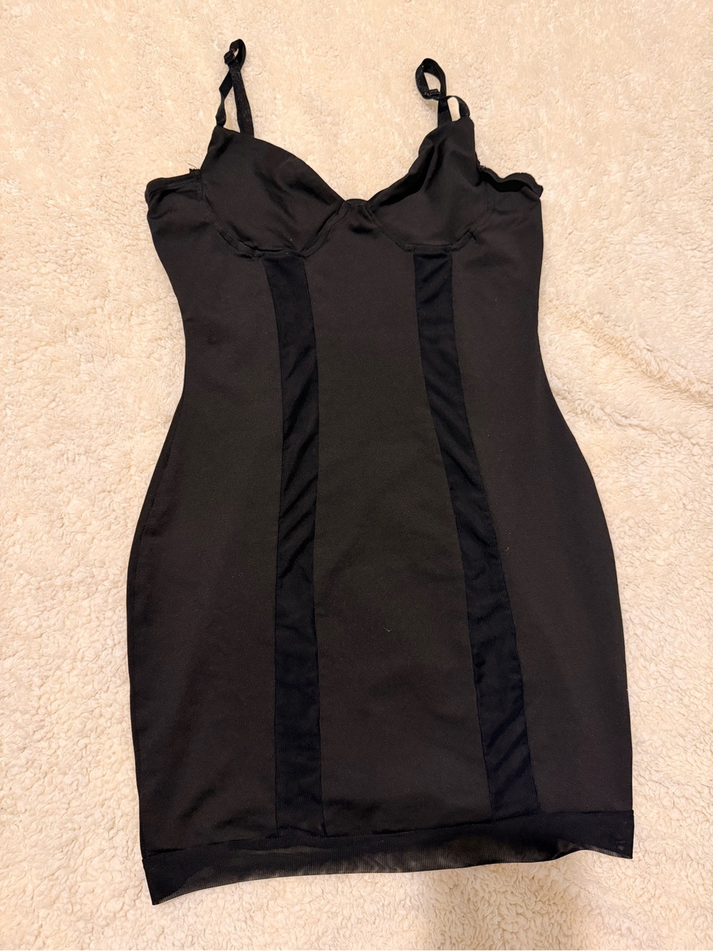 Sleek Black Shaping Slip Dress with Adjustable Straps
